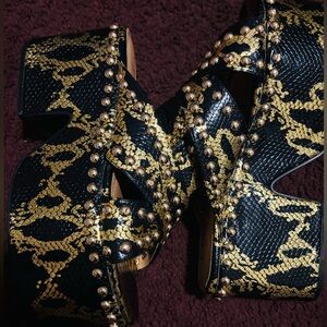 Black and Gold studded sandals